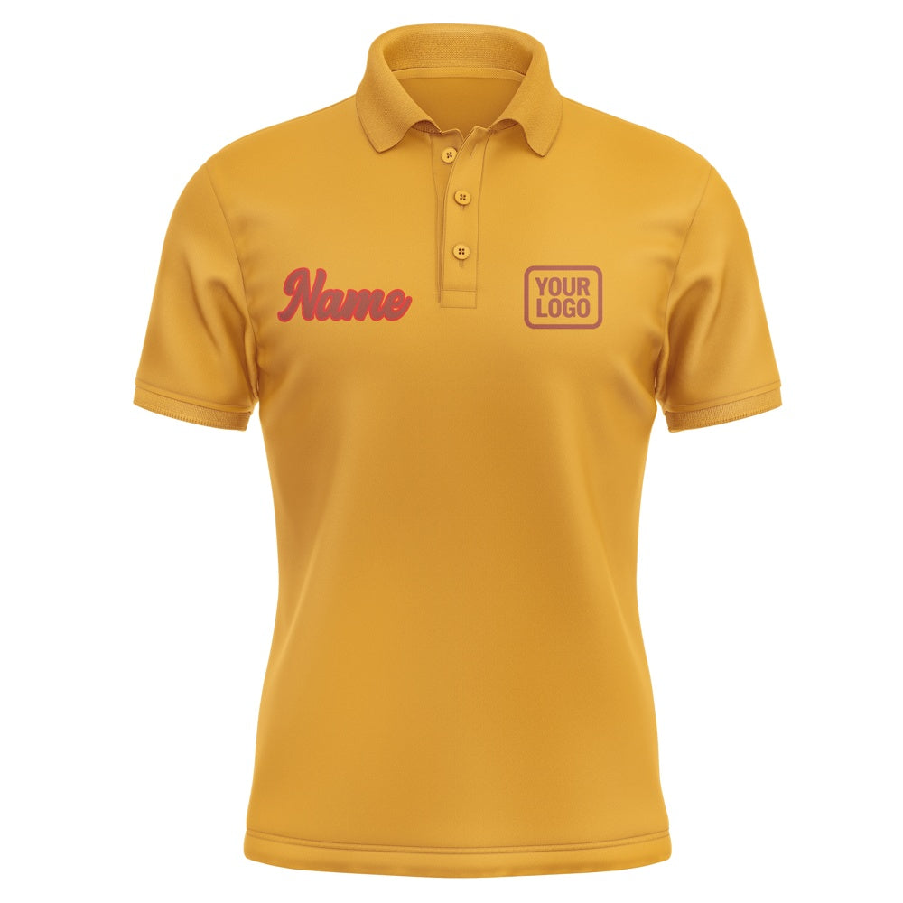 Custom Yellow Coral Red Short-Sleeve Polo Shirt