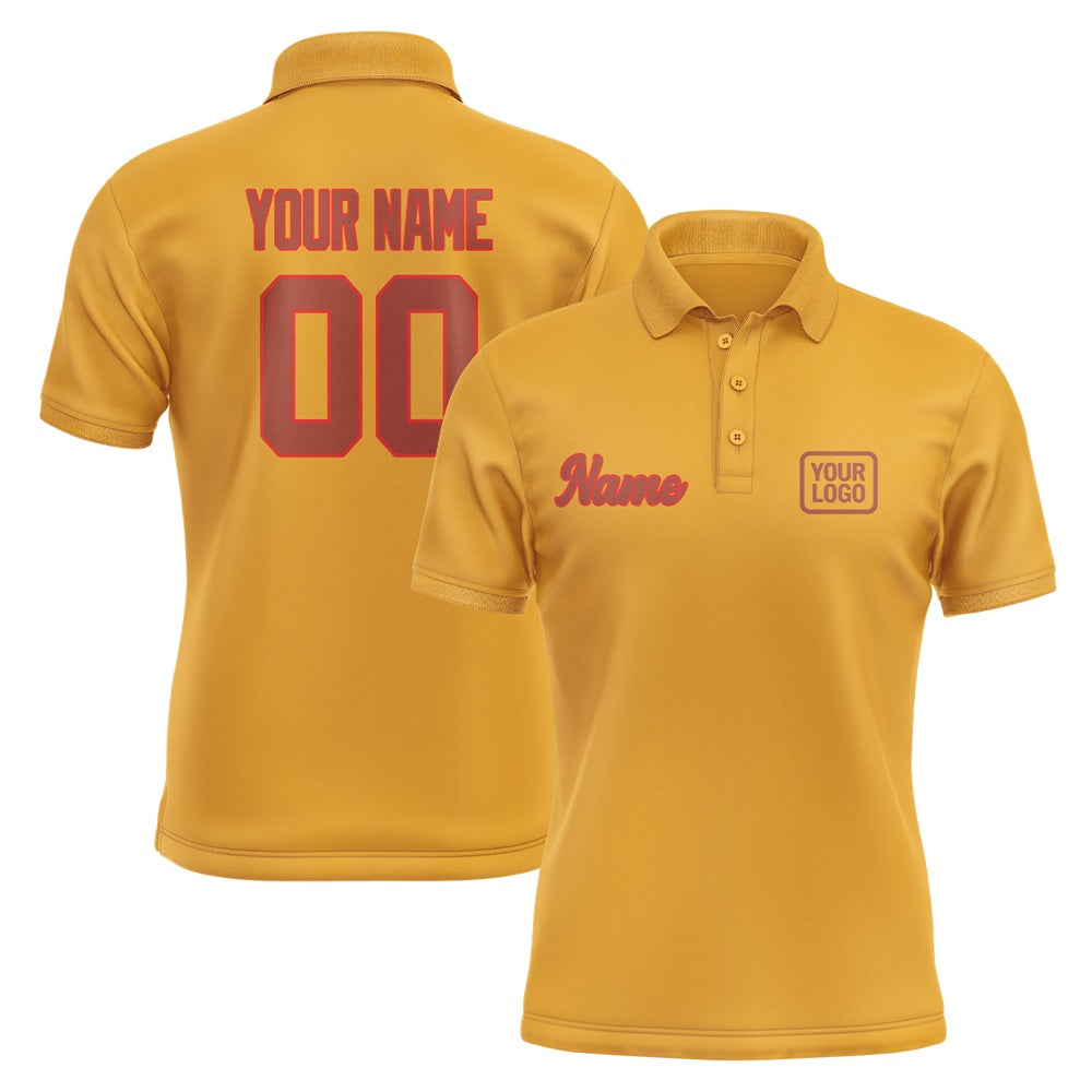 Custom Yellow Coral Red Short-Sleeve Polo Shirt