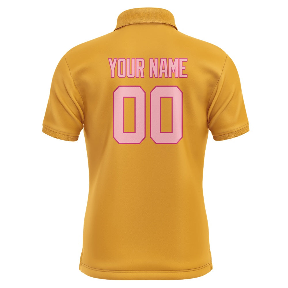 Custom Yellow Light Pink Short-Sleeve Polo Shirt