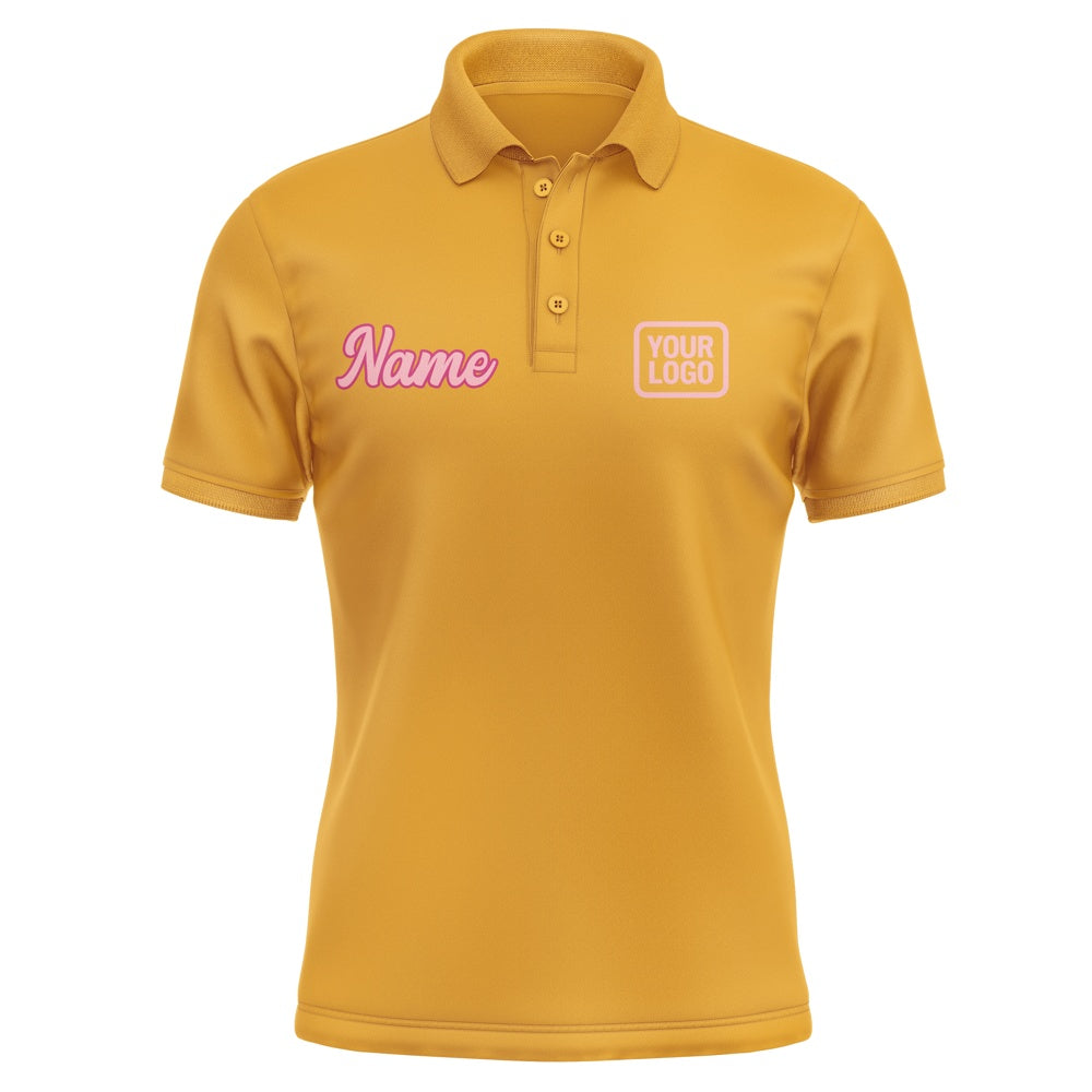 Custom Yellow Light Pink Short-Sleeve Polo Shirt