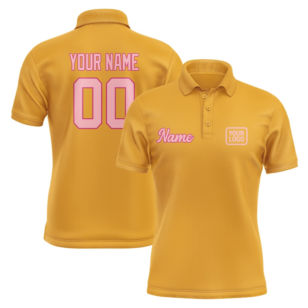 Custom Yellow Light Pink Short-Sleeve Polo Shirt