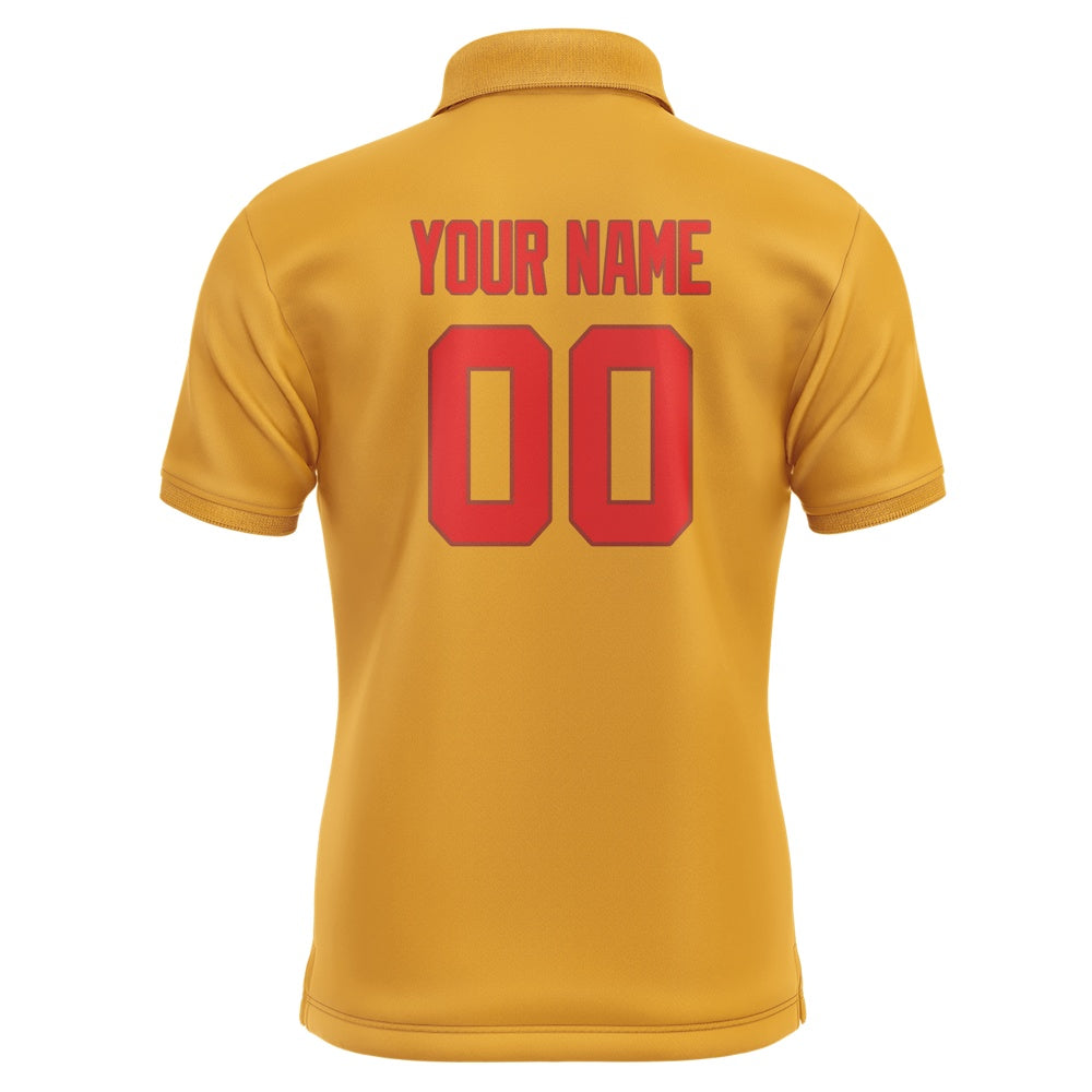 Custom Yellow Orange Red Short-Sleeve Polo Shirt