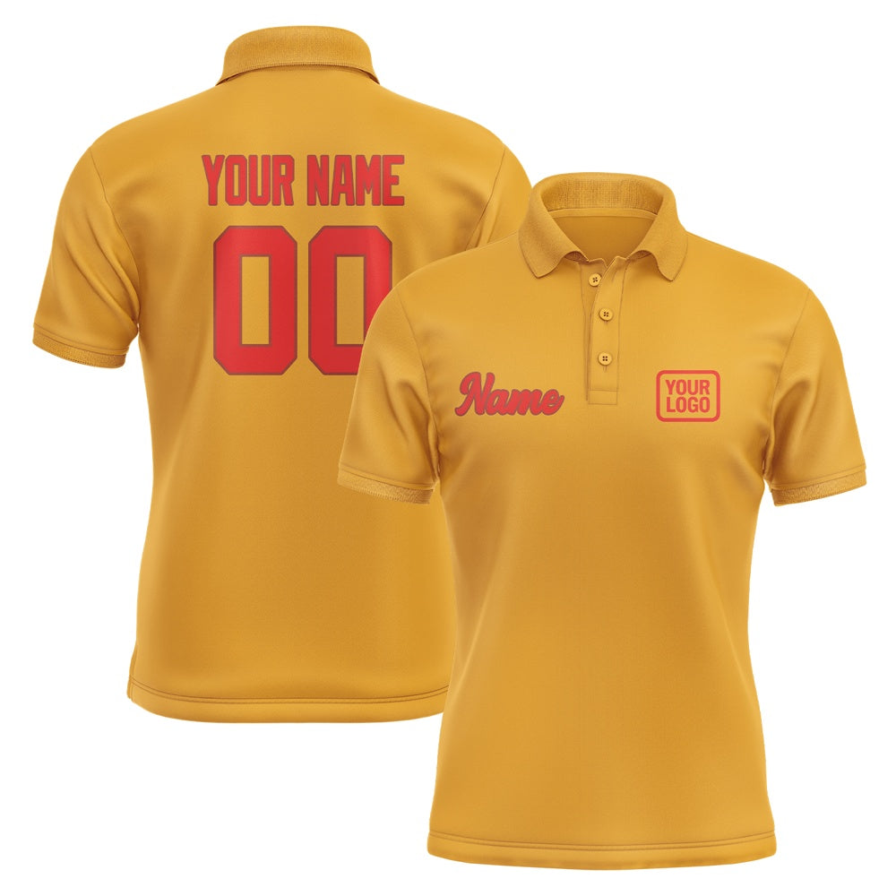 Custom Yellow Orange Red Short-Sleeve Polo Shirt