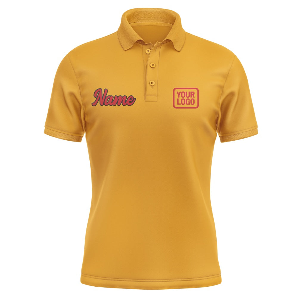 Custom Yellow Red Short-Sleeve Polo Shirt