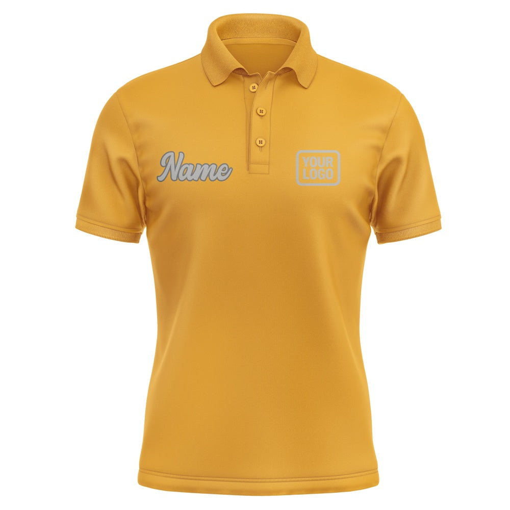 Custom Yellow Gray Short-Sleeve Polo Shirt