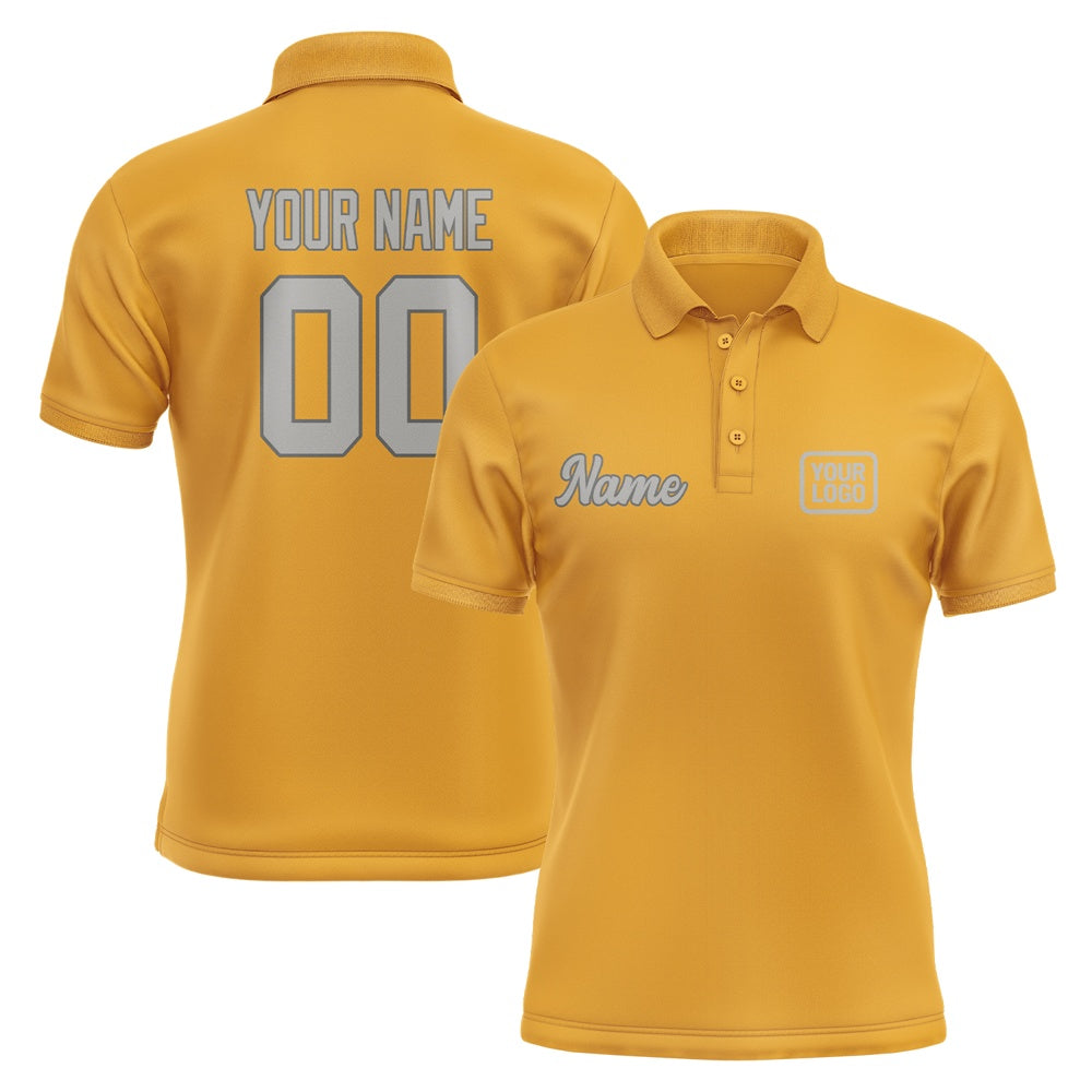 Custom Yellow Gray Short-Sleeve Polo Shirt