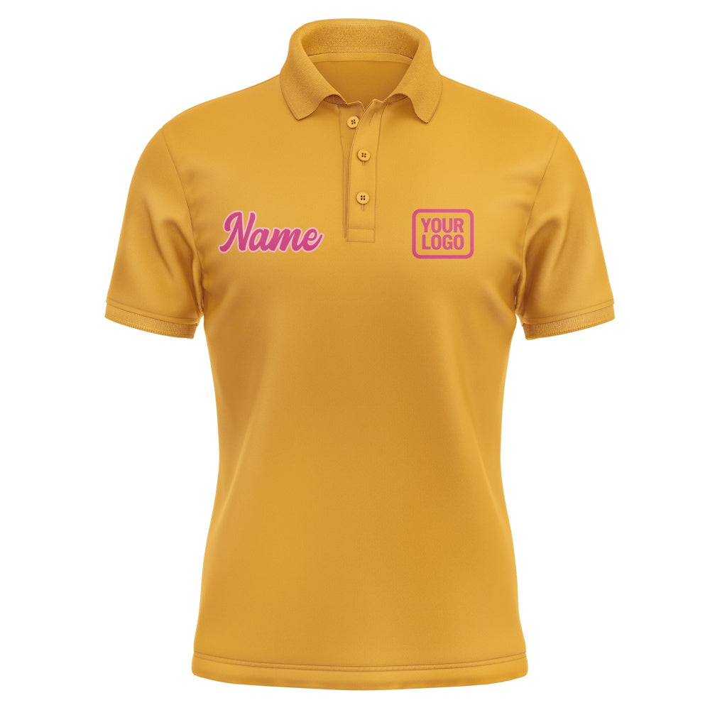 Custom Yellow Pink Short-Sleeve Polo Shirt