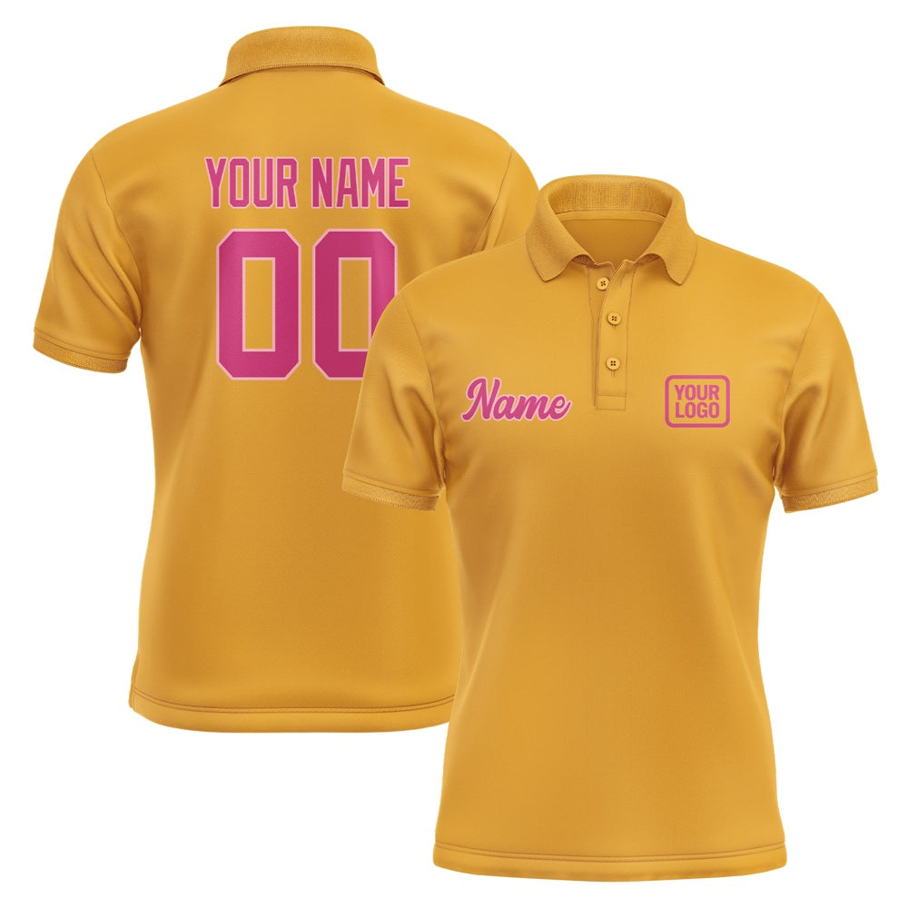 Custom Yellow Pink Short-Sleeve Polo Shirt