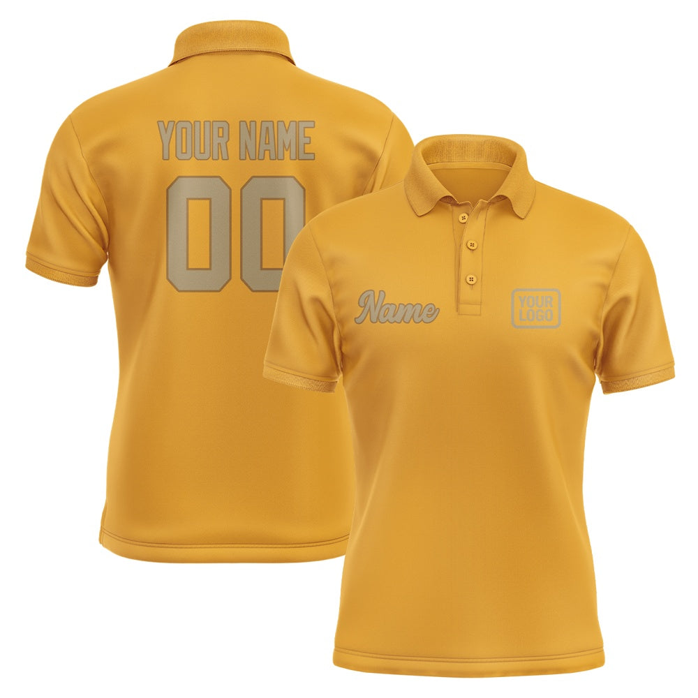 Custom Yellow Light Khaki Short-Sleeve Polo Shirt