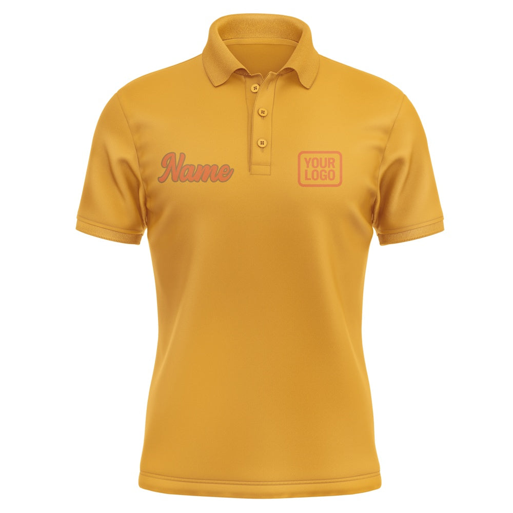 Custom Yellow Orange Short-Sleeve Polo Shirt