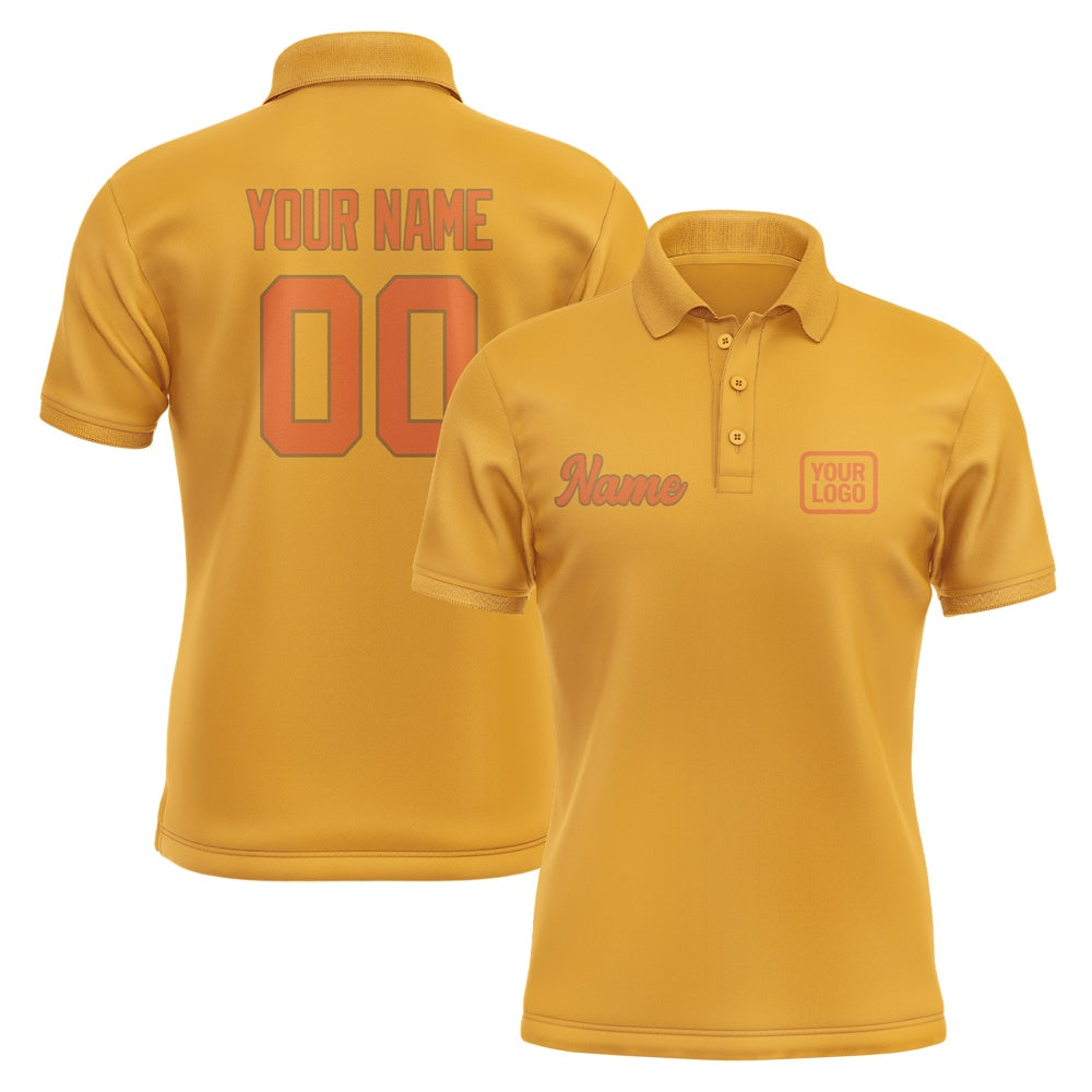 Custom Yellow Orange Short-Sleeve Polo Shirt