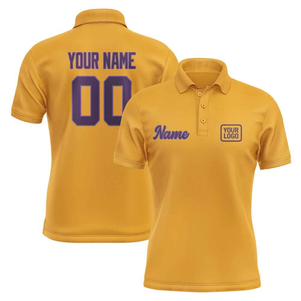 Custom Yellow Purple Short-Sleeve Polo Shirt