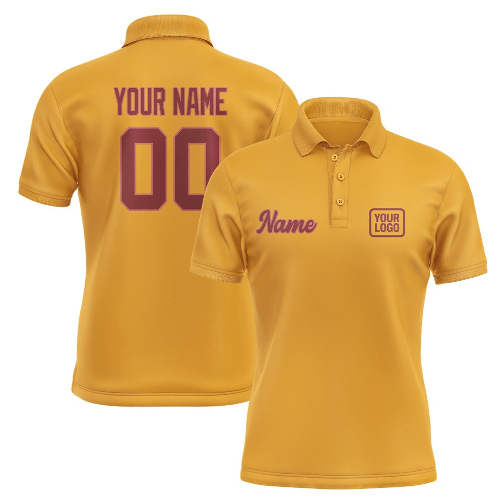 Custom Yellow Crimson Red Short-Sleeve Polo Shirt