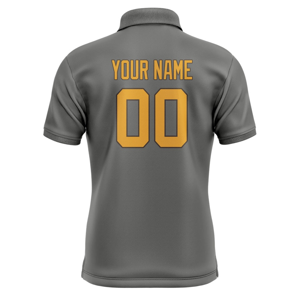 Custom Dark Grey Yellow Short-Sleeve Polo Shirt