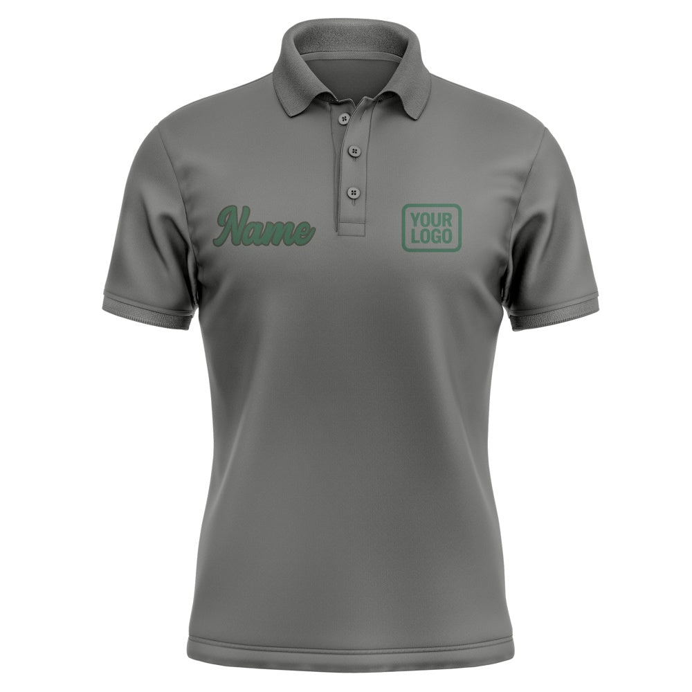 Custom Dark Grey Green Short-Sleeve Polo Shirt