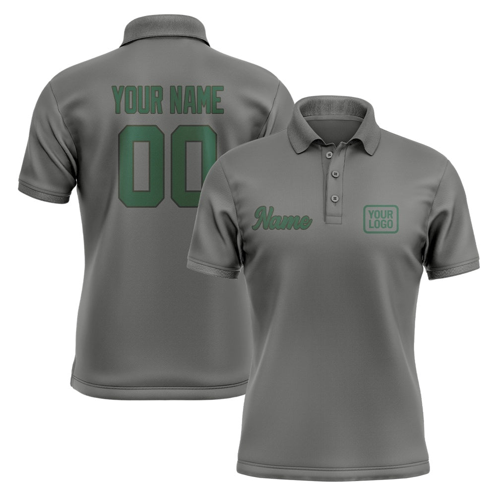 Custom Dark Grey Green Short-Sleeve Polo Shirt