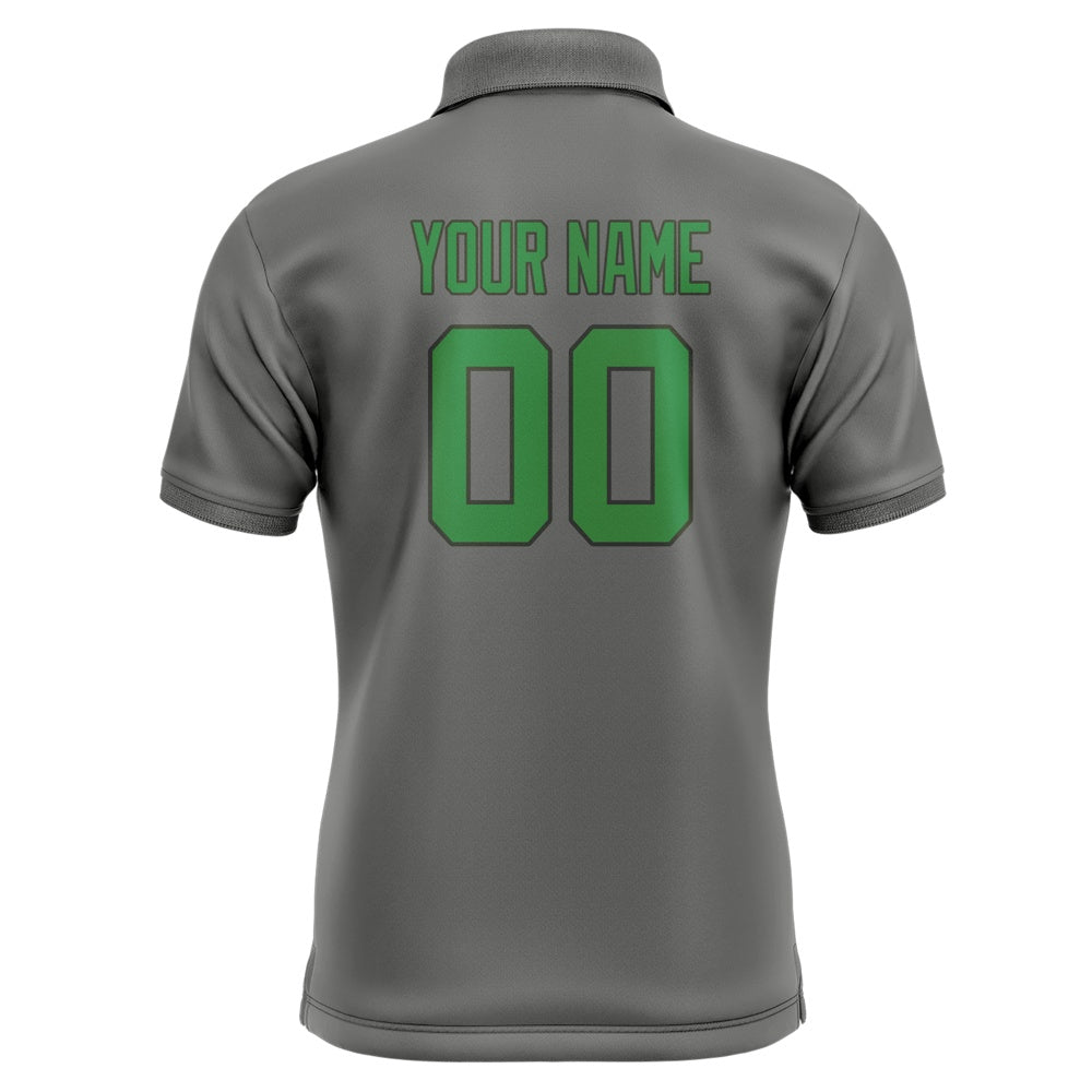 Custom Dark Grey Emerald Green Short-Sleeve Polo Shirt