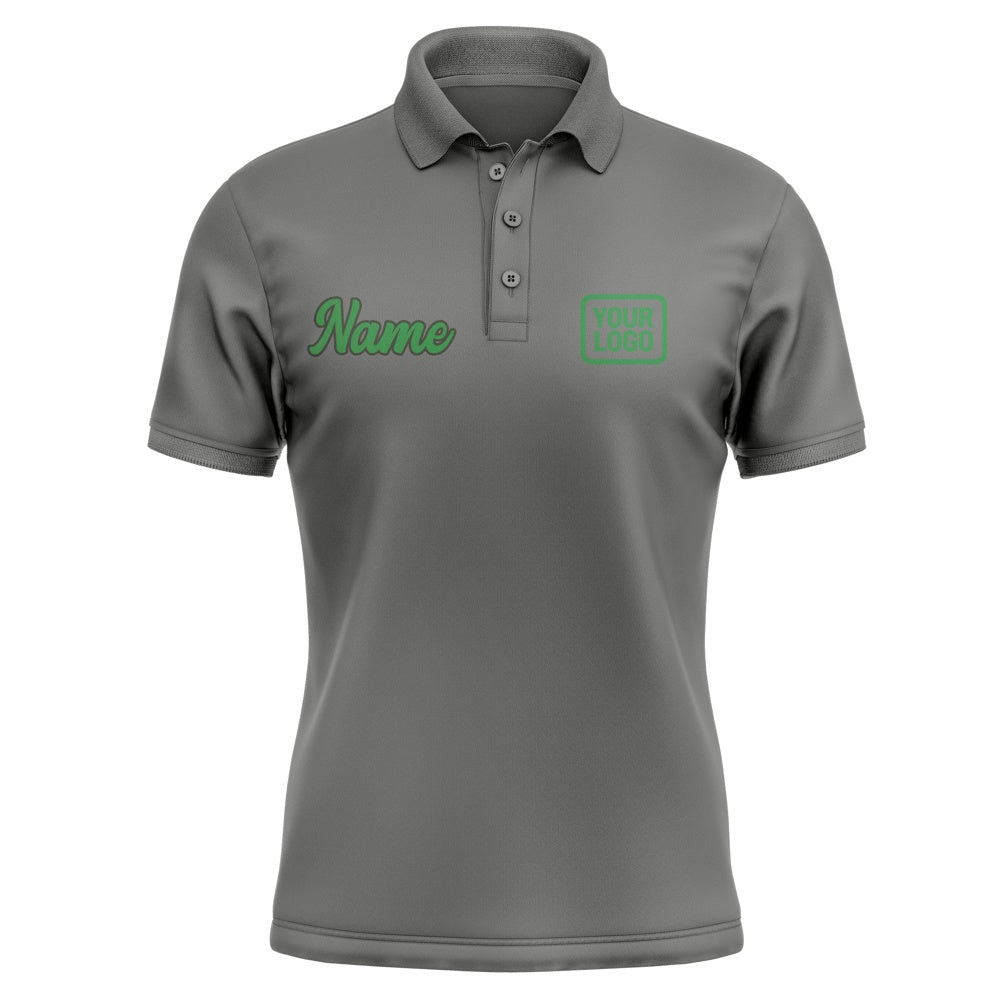 Custom Dark Grey Emerald Green Short-Sleeve Polo Shirt