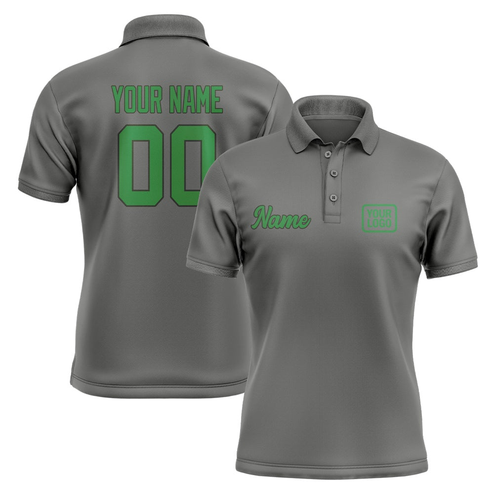 Custom Dark Grey Emerald Green Short-Sleeve Polo Shirt