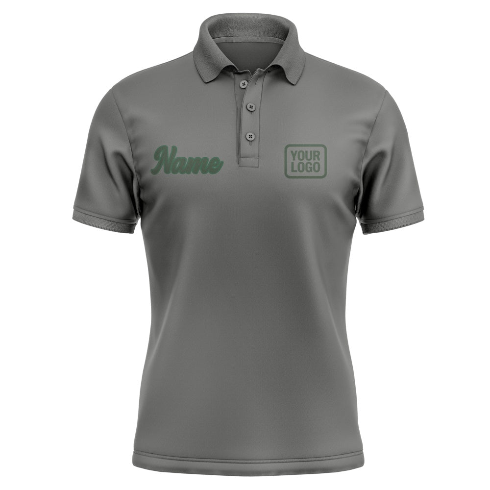 Custom Dark Grey Dark Green Short-Sleeve Polo Shirt