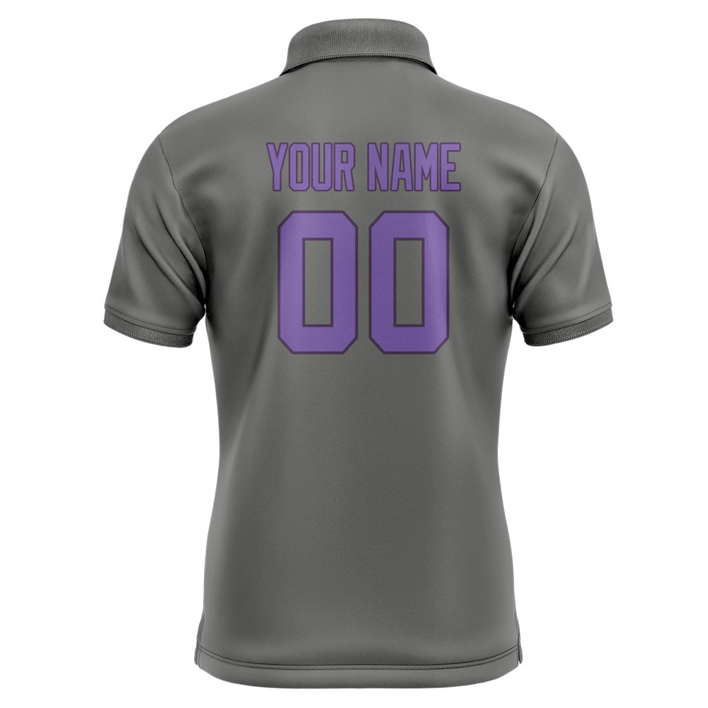 Custom Dark Grey Light Purple Short-Sleeve Polo Shirt