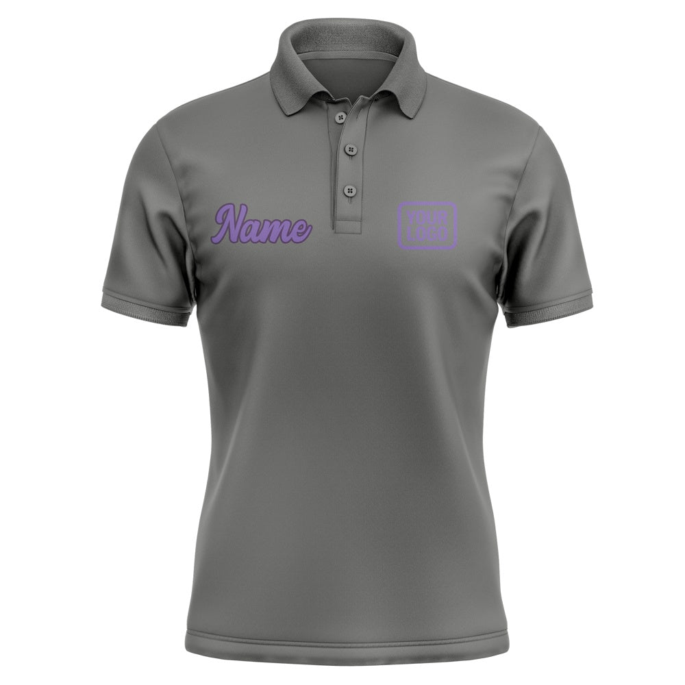 Custom Dark Grey Light Purple Short-Sleeve Polo Shirt