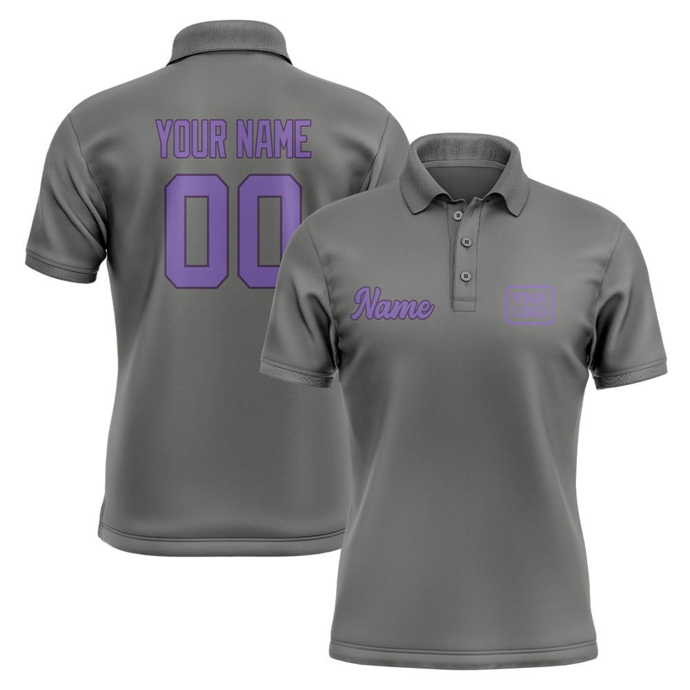 Custom Dark Grey Light Purple Short-Sleeve Polo Shirt