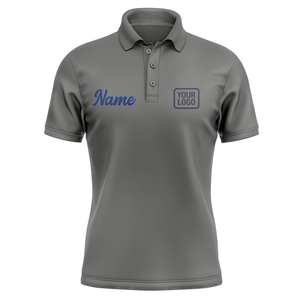 Custom Dark Grey Navy Short-Sleeve Polo Shirt