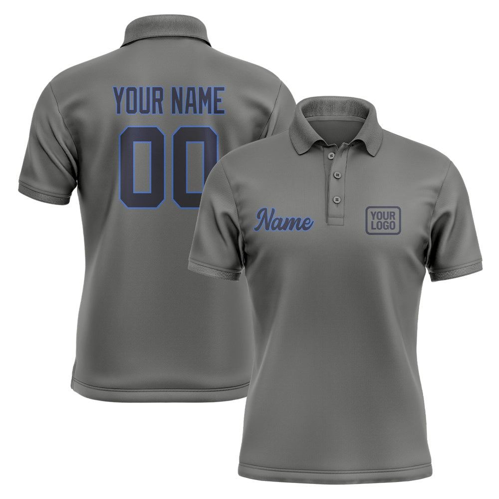 Custom Dark Grey Navy Short-Sleeve Polo Shirt