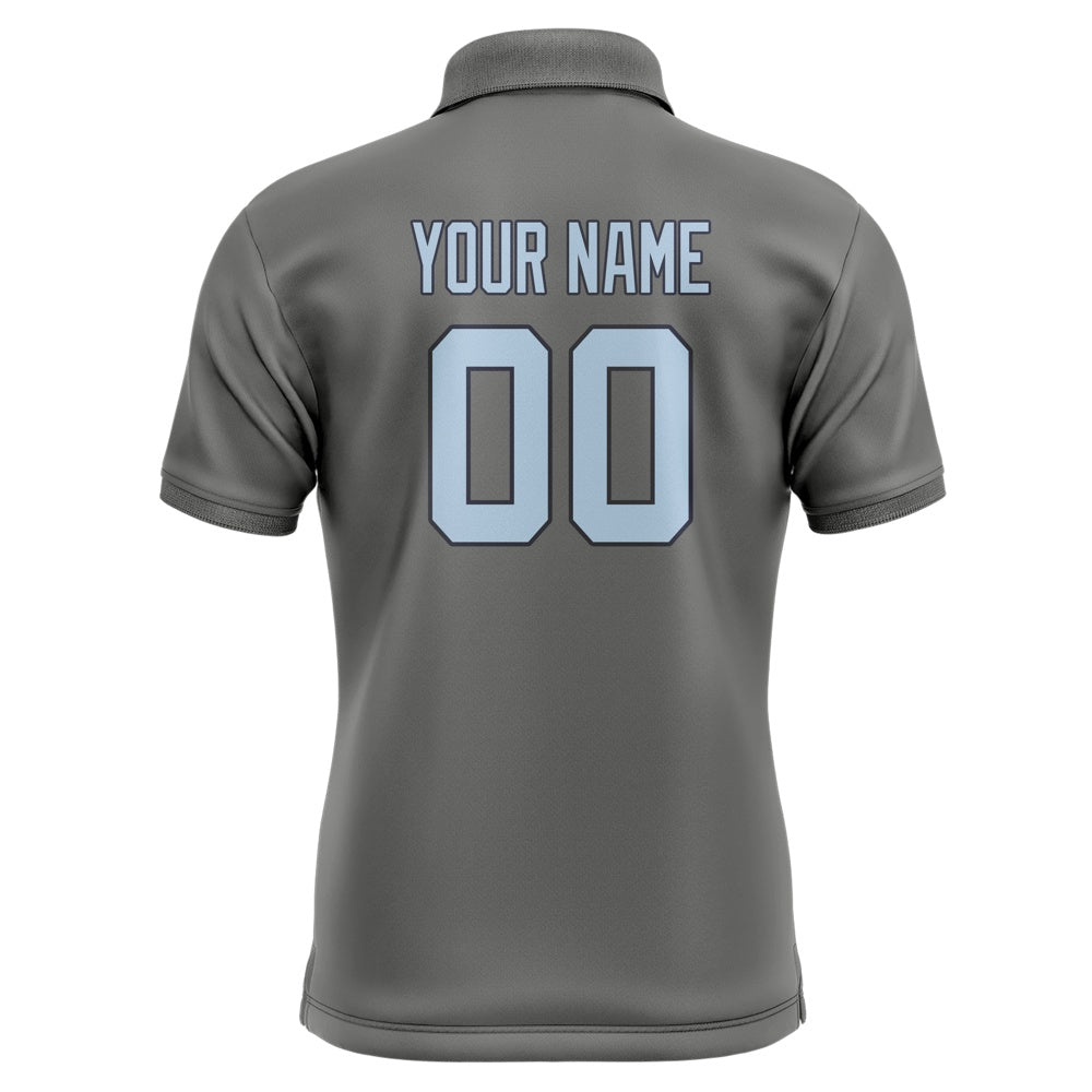 Custom Dark Grey Light Blue Short-Sleeve Polo Shirt