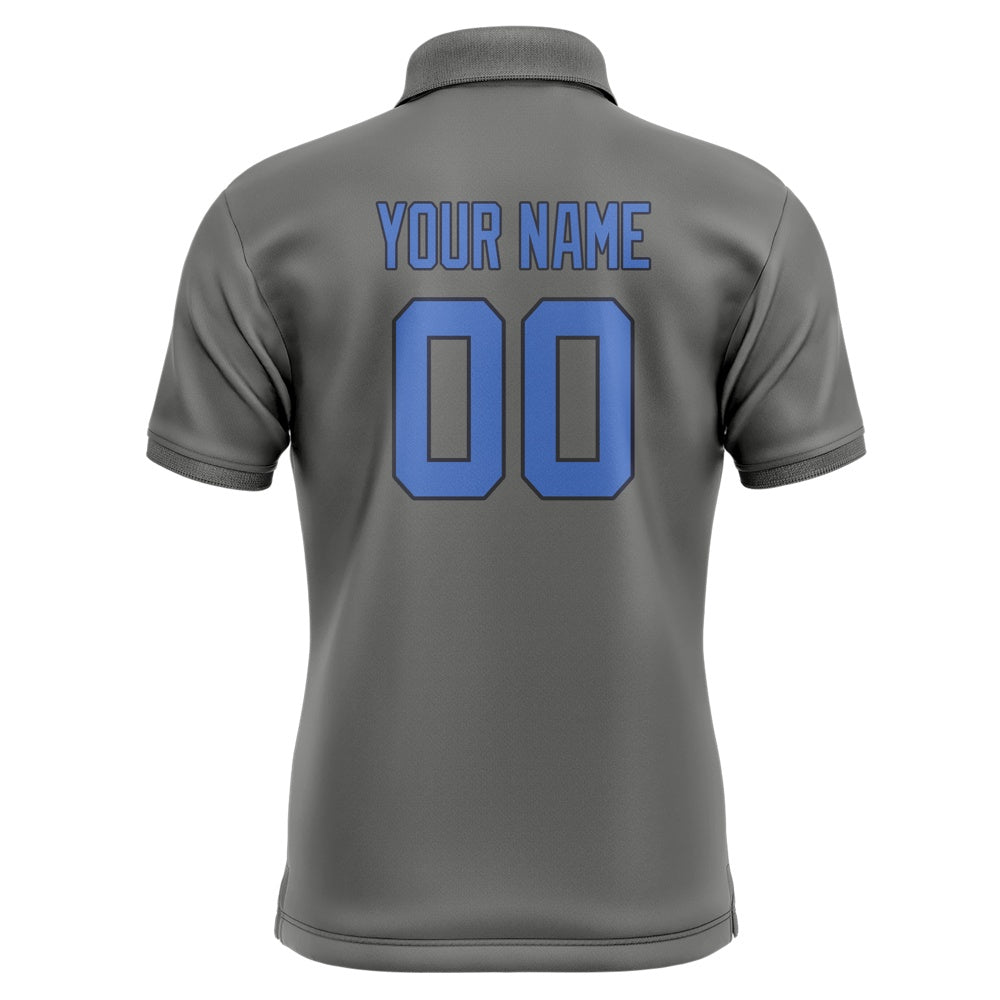 Custom Dark Grey Sky Blue Short-Sleeve Polo Shirt