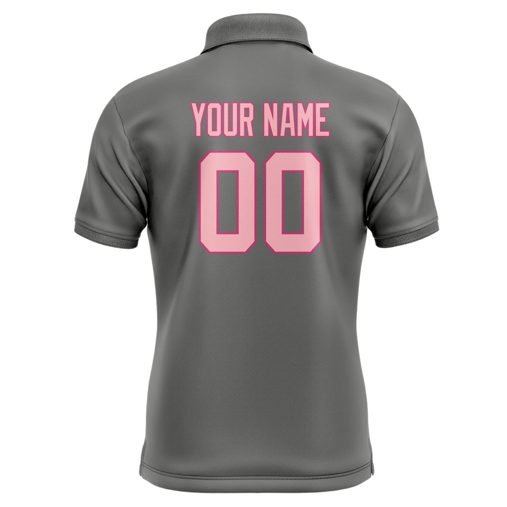 Custom Dark Grey Light Pink Short-Sleeve Polo Shirt