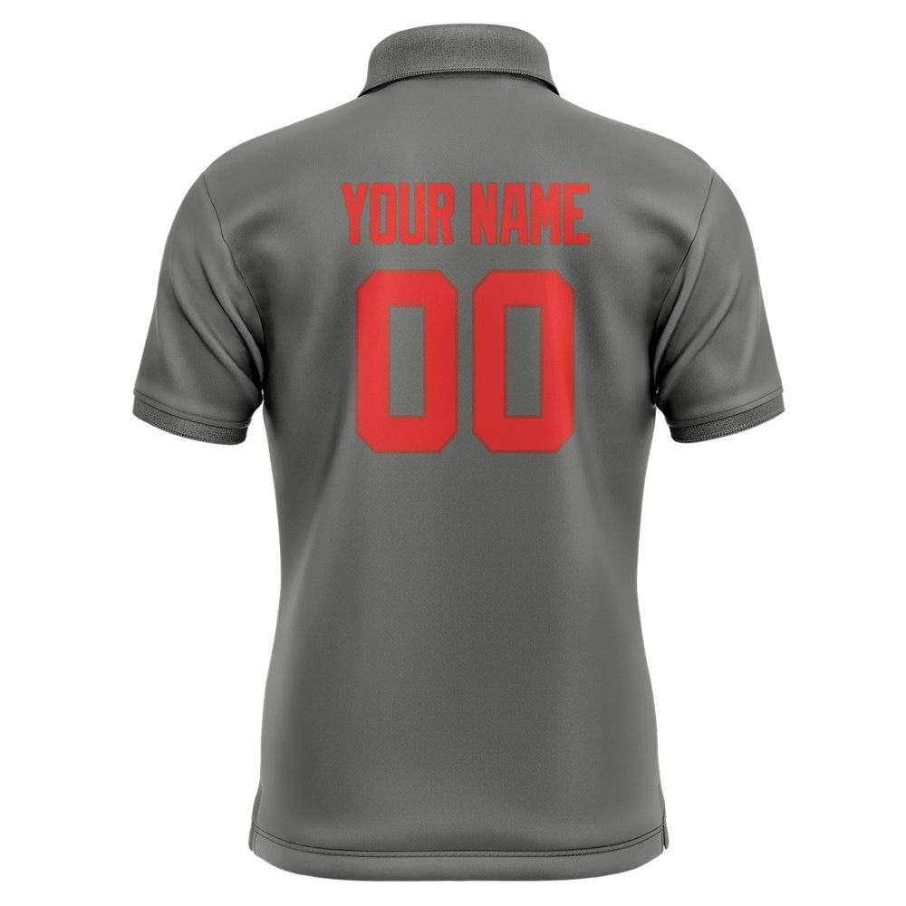 Custom Dark Grey Orange Red Short-Sleeve Polo Shirt