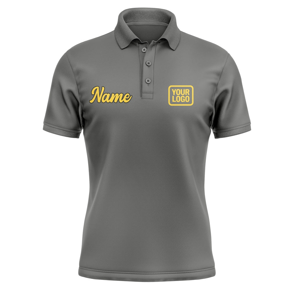 Custom Dark Grey Gold Short-Sleeve Polo Shirt