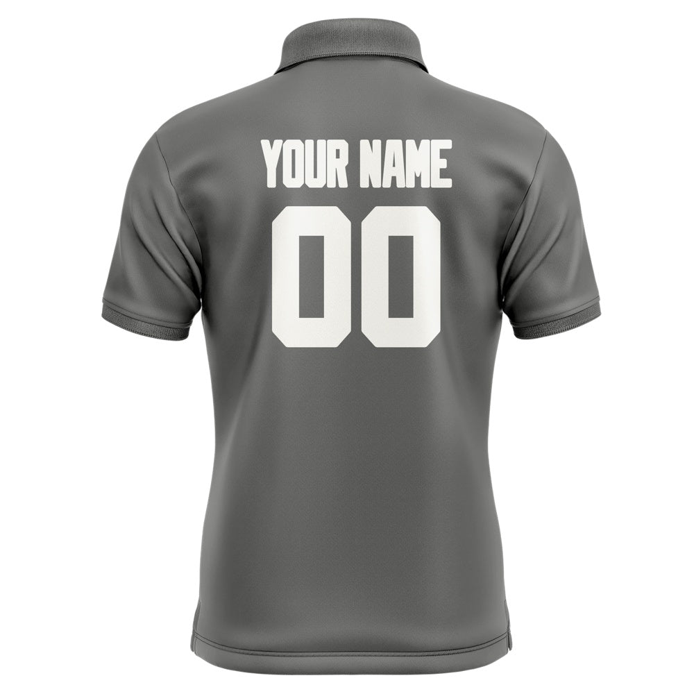 Custom Dark Grey White Short-Sleeve Polo Shirt