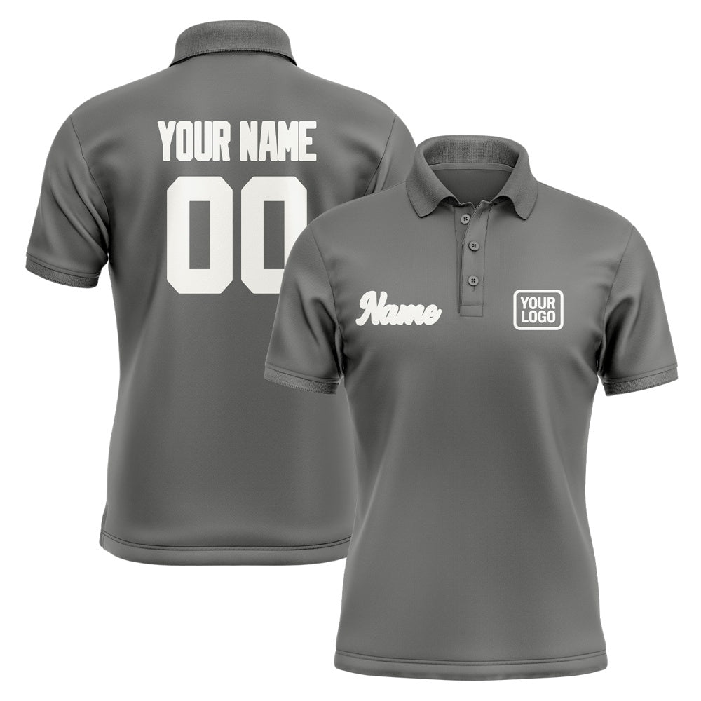 Custom Dark Grey White Short-Sleeve Polo Shirt