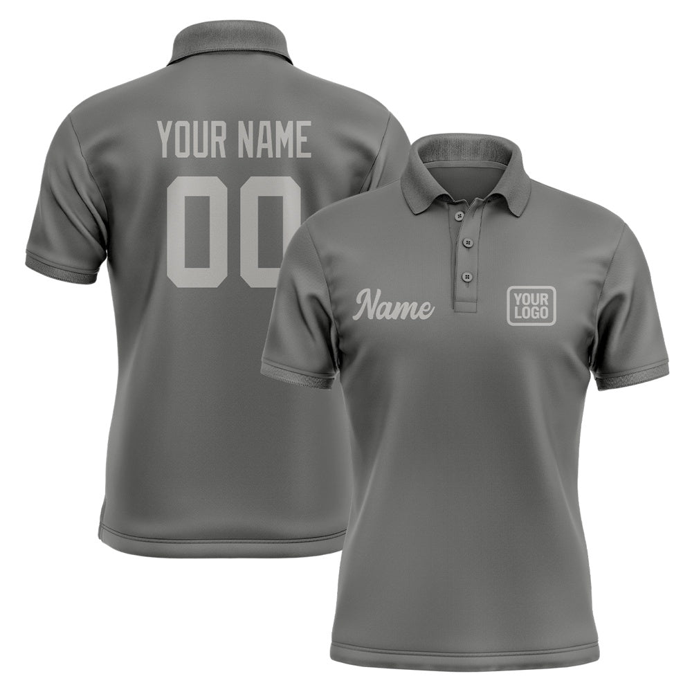 Custom Dark Grey Gray Short-Sleeve Polo Shirt