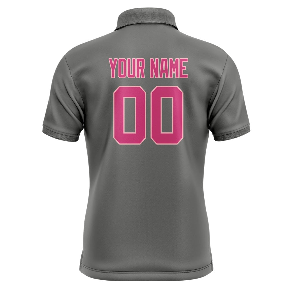 Custom Dark Grey Pink Short-Sleeve Polo Shirt