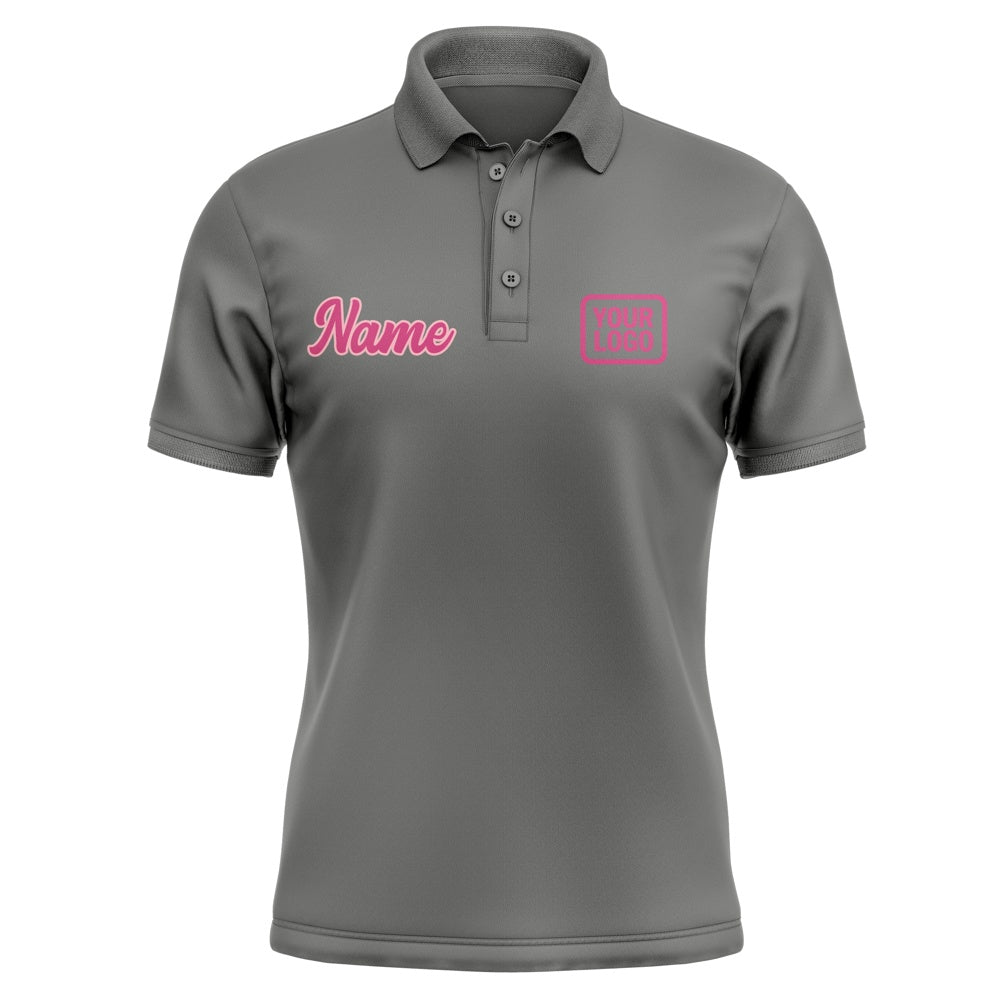 Custom Dark Grey Pink Short-Sleeve Polo Shirt