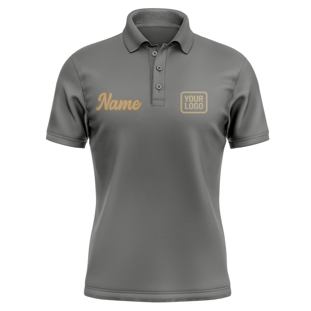 Custom Dark Grey Light Khaki Short-Sleeve Polo Shirt