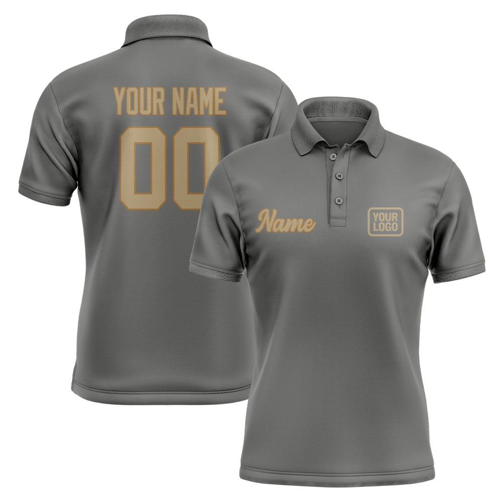 Custom Dark Grey Light Khaki Short-Sleeve Polo Shirt