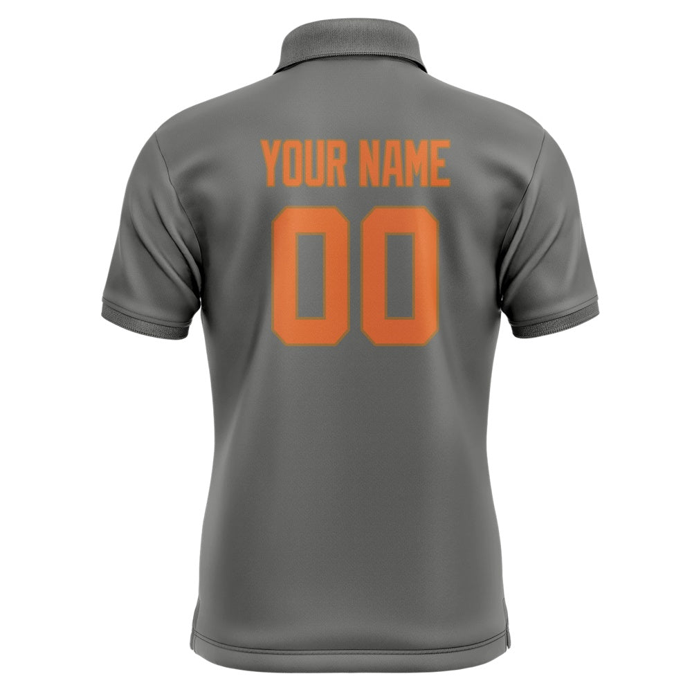 Custom Dark Grey Orange Short-Sleeve Polo Shirt