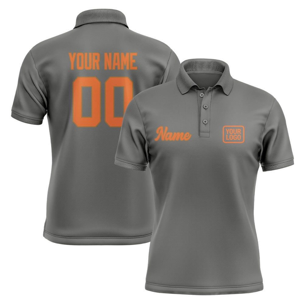 Custom Dark Grey Orange Short-Sleeve Polo Shirt