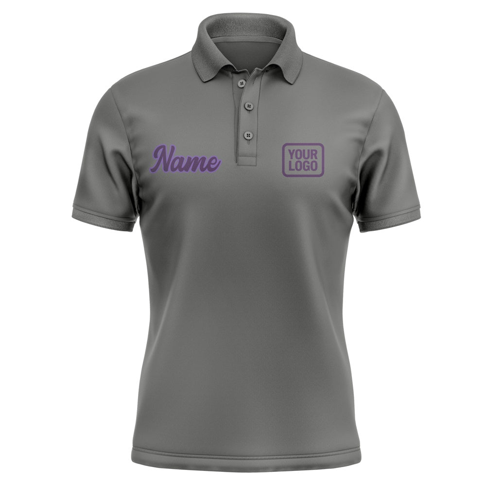Custom Dark Grey Purple Short-Sleeve Polo Shirt