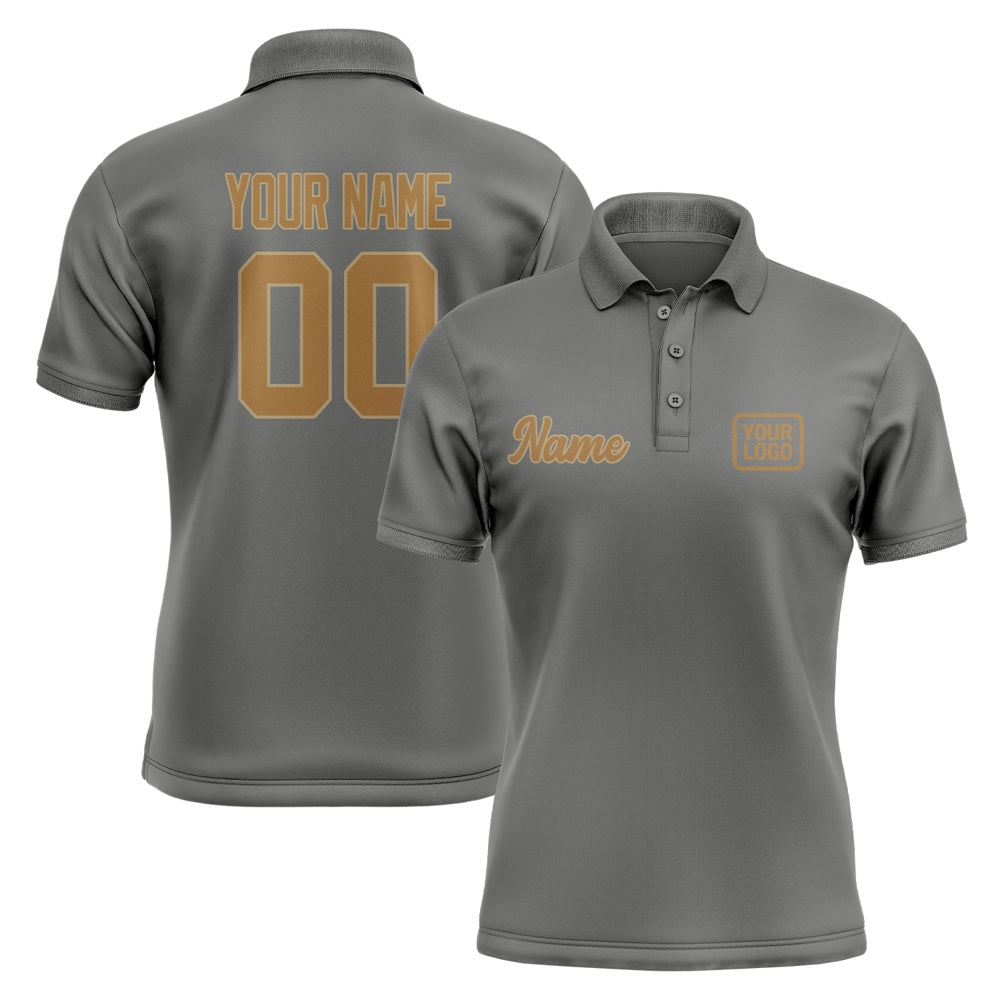 Custom Dark Grey Khaki Short-Sleeve Polo Shirt