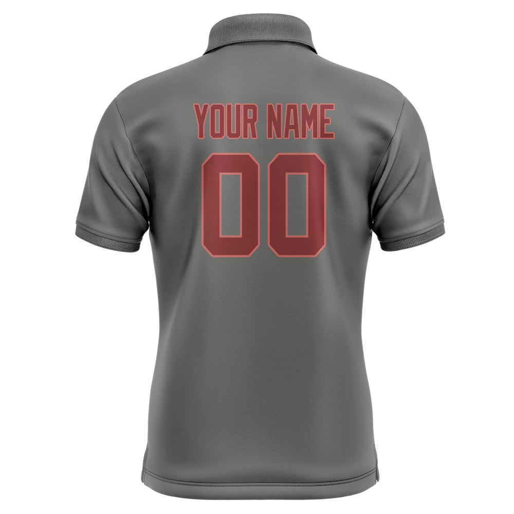 Custom Dark Grey Crimson Red Short-Sleeve Polo Shirt