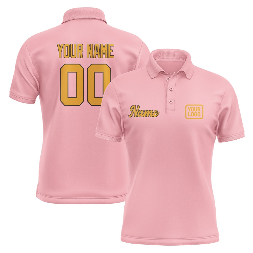 Custom Light Pink Yellow Short-Sleeve Polo Shirt
