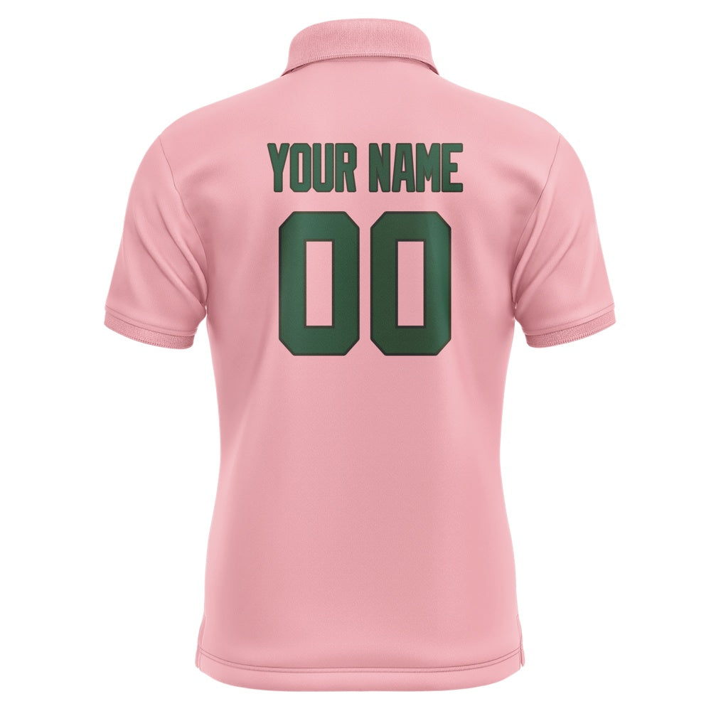 Custom Light Pink Green Short-Sleeve Polo Shirt