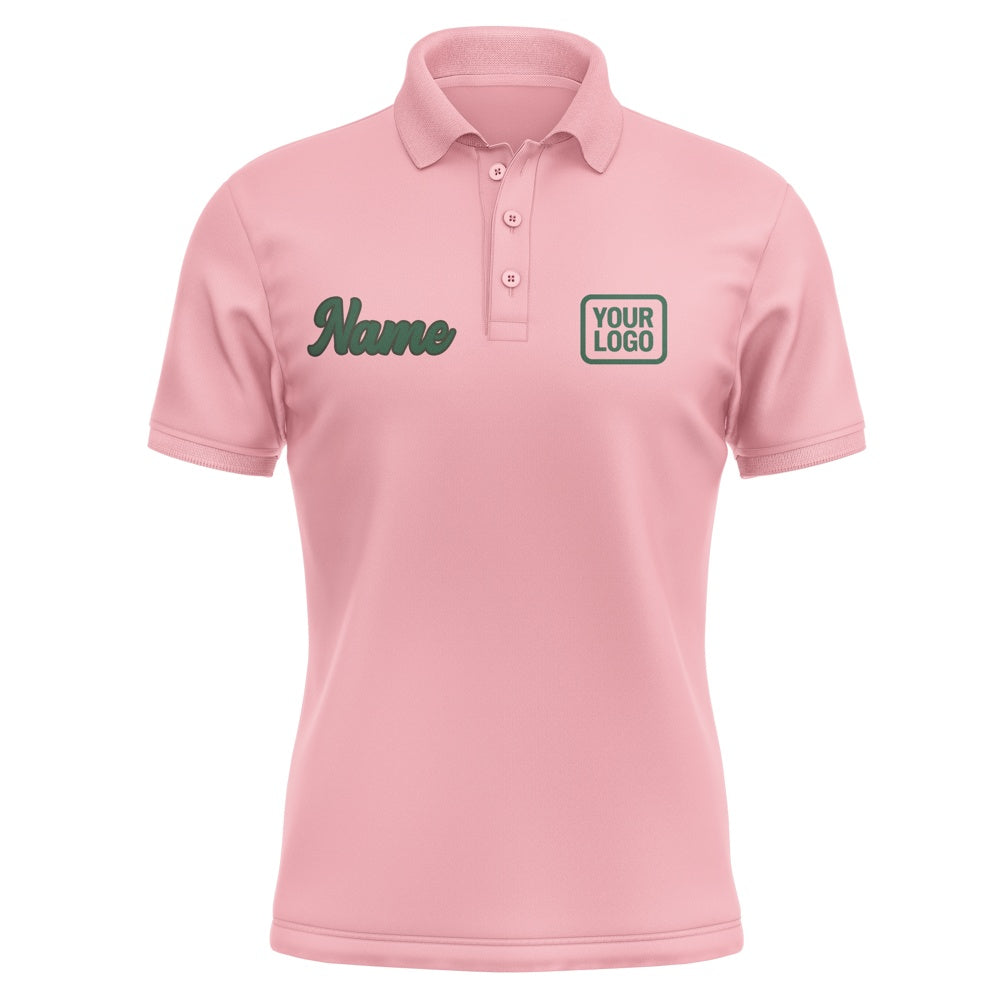 Custom Light Pink Green Short-Sleeve Polo Shirt