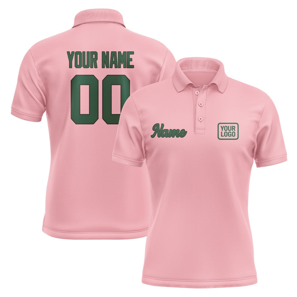 Custom Light Pink Green Short-Sleeve Polo Shirt